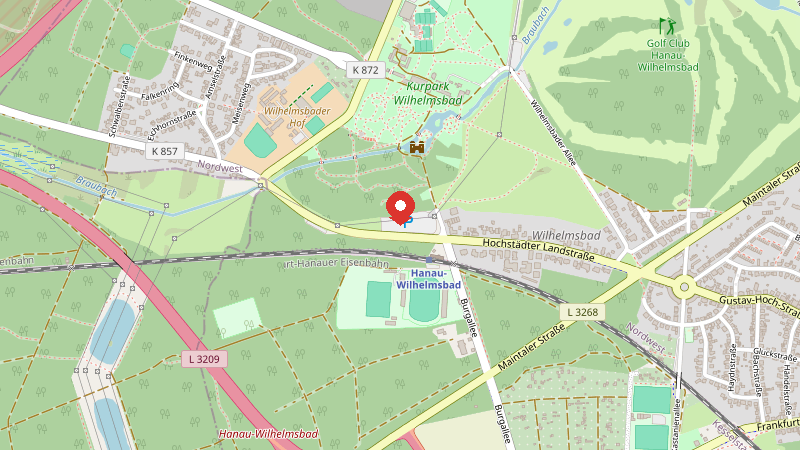 Karte: Hochstädter Landstraße 97, 63454 Hanau Wilhelmsbad