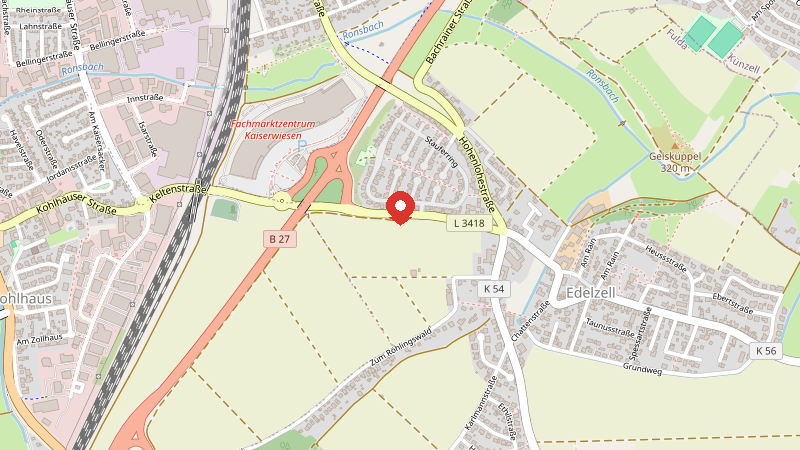 Karte: Keltenstraße 3, 36043 Fulda Edelzell